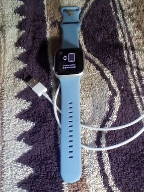 Apple Watch Se 2nd Gen 44mm with Light Blue Silicone Band With Brand New Charger